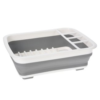 Abtropfgestell Geschirr faltbar grau/weiss